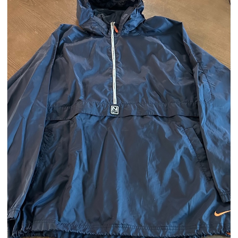 Nike Windbreaker Mens XL Nylon Hooded Pullover 1/2 Zip Jacket Lightweight Y2K 90